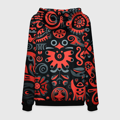 Мужская толстовка Красно-черный узор в славянском стиле / 3D-Черный – фото 2