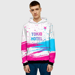 Толстовка-худи мужская Tokio Hotel neon gradient style посередине, цвет: 3D-черный — фото 2