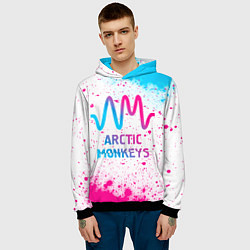 Толстовка-худи мужская Arctic Monkeys neon gradient style, цвет: 3D-черный — фото 2