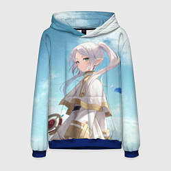 Толстовка-худи мужская Фрирен и небо - эльфийка, цвет: 3D-синий
