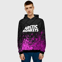Толстовка-худи мужская Arctic Monkeys rock legends посередине, цвет: 3D-черный — фото 2