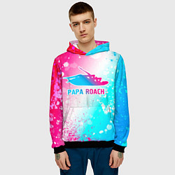 Толстовка-худи мужская Papa Roach neon gradient style, цвет: 3D-черный — фото 2