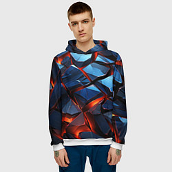 Толстовка-худи мужская Неоновые камни, цвет: 3D-белый — фото 2