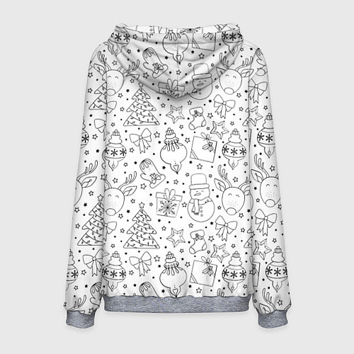 Мужская толстовка Черно-белый новогодний патерн / 3D-Меланж – фото 2