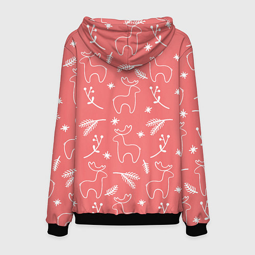 Мужская толстовка Рождественский принт с оленями / 3D-Черный – фото 2