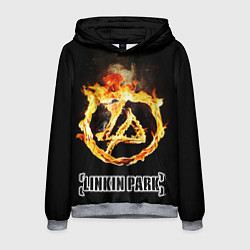 Толстовка-худи мужская Linkin Park - fire logo, цвет: 3D-меланж