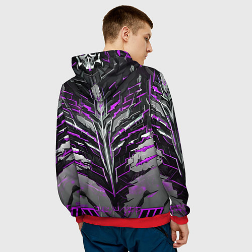 Мужская толстовка Киберпанк доспех фиолетовый / 3D-Красный – фото 4