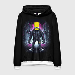 Толстовка-худи мужская Cool Bart Simpson - cyberpunk - ai art, цвет: 3D-белый