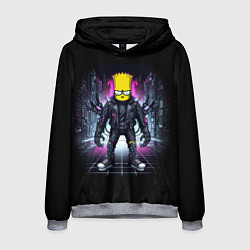 Толстовка-худи мужская Cool Bart Simpson - cyberpunk - ai art, цвет: 3D-меланж