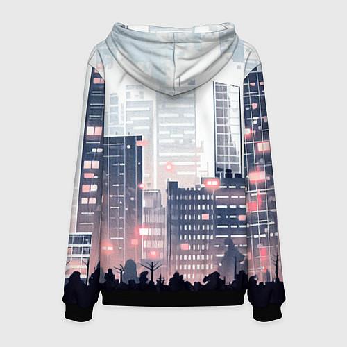 Мужская толстовка Безмятежный город / 3D-Черный – фото 2