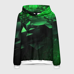 Толстовка-худи мужская Видение зеленого в абстракции, цвет: 3D-белый