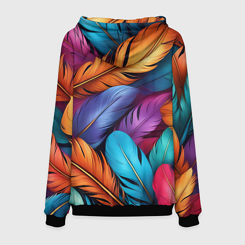 Мужская толстовка Перья паттерн - нейросеть / 3D-Черный – фото 2