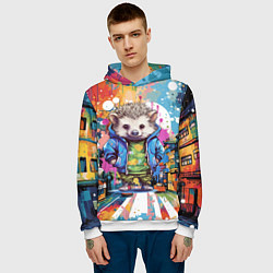 Толстовка-худи мужская Городской ёжик, цвет: 3D-белый — фото 2