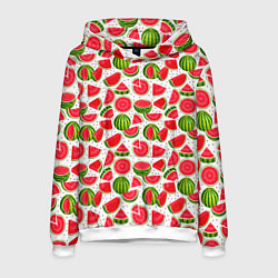 Толстовка-худи мужская Нарезанный арбуз, цвет: 3D-белый