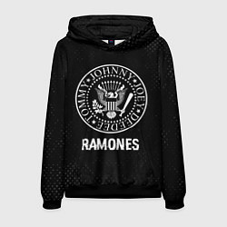 Толстовка-худи мужская Ramones glitch на темном фоне, цвет: 3D-черный