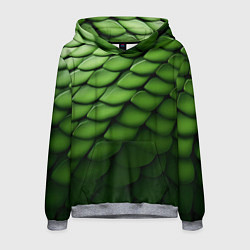 Толстовка-худи мужская Зеленая чешуя змеи, цвет: 3D-меланж