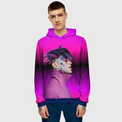 Толстовка-худи мужская Lil Peep фиолетовый лук, цвет: 3D-синий — фото 2