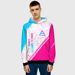 Толстовка-худи мужская Thirty Seconds to Mars neon gradient style вертика, цвет: 3D-черный — фото 2