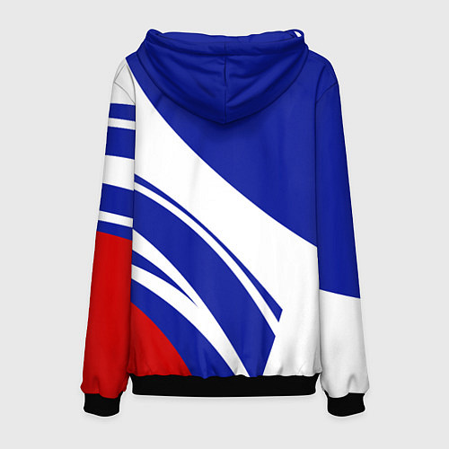 Мужская толстовка Герб России на абстрактных полосах / 3D-Черный – фото 2
