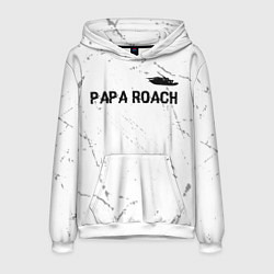 Толстовка-худи мужская Papa Roach glitch на светлом фоне посередине, цвет: 3D-белый