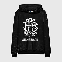 Толстовка-худи мужская Nickelback glitch на темном фоне, цвет: 3D-черный