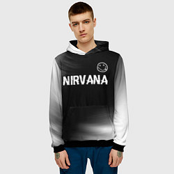 Толстовка-худи мужская Nirvana glitch на темном фоне посередине, цвет: 3D-черный — фото 2