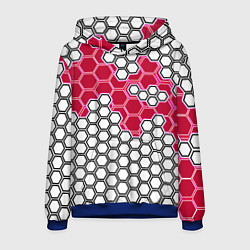 Толстовка-худи мужская Красная энерго-броня из шестиугольников, цвет: 3D-синий