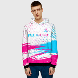 Толстовка-худи мужская Fall Out Boy neon gradient style посередине, цвет: 3D-черный — фото 2