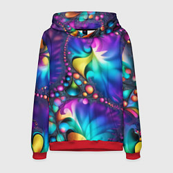 Толстовка-худи мужская Розово синий фрактал, цвет: 3D-красный