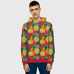 Толстовка-худи мужская Банановые грозди, цвет: 3D-красный — фото 2