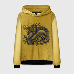 Толстовка-худи мужская Дракон на золоте, цвет: 3D-черный