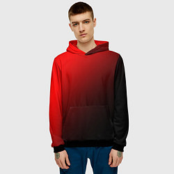 Толстовка-худи мужская Градиент красно-чёрный диагональ, цвет: 3D-черный — фото 2