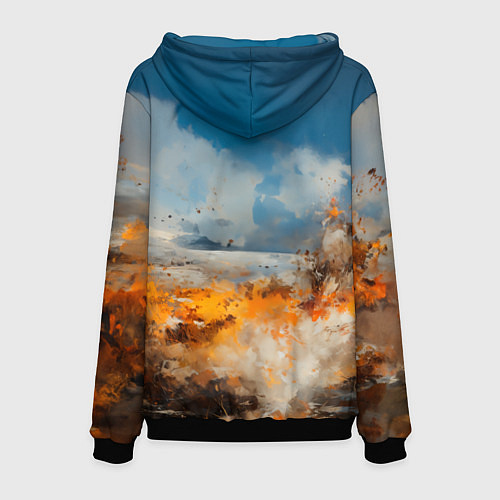 Мужская толстовка Белая лошадь скачет в поле / 3D-Черный – фото 2