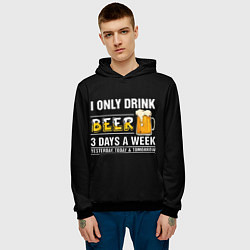 Толстовка-худи мужская I only drink beer 3 days a week, цвет: 3D-черный — фото 2