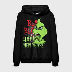 Толстовка-худи мужская Grinch - happy New Year, цвет: 3D-черный