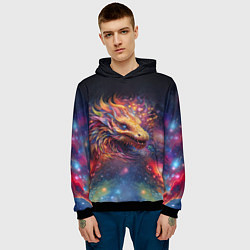 Толстовка-худи мужская Космический дракон - символ года, цвет: 3D-черный — фото 2