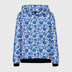 Толстовка-худи мужская Гжель классика, цвет: 3D-черный