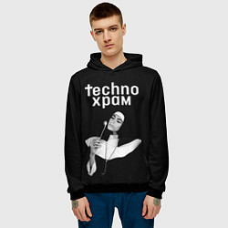 Толстовка-худи мужская Techno храм монашка со свечкой, цвет: 3D-черный — фото 2