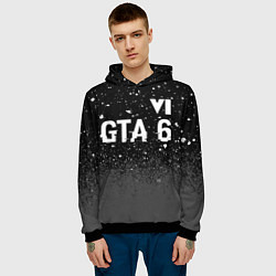 Толстовка-худи мужская GTA 6 glitch на темном фоне посередине, цвет: 3D-черный — фото 2