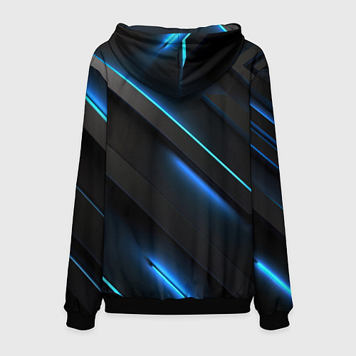 Мужская толстовка Черная конструкция с синими неоновыми вставками / 3D-Черный – фото 2