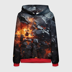 Толстовка-худи мужская Взрыв камней и плит, цвет: 3D-красный