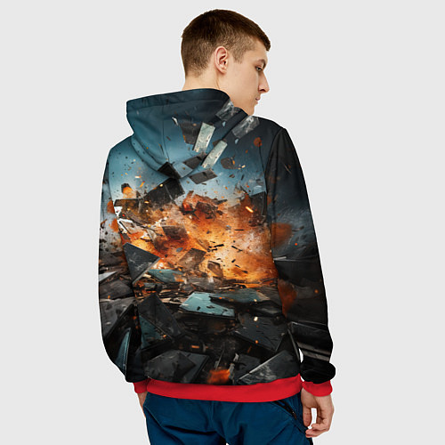 Мужская толстовка Взрыв плит абстракция / 3D-Красный – фото 4