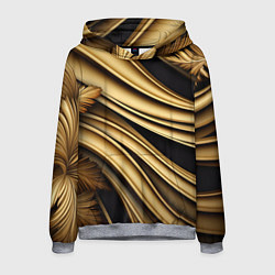 Толстовка-худи мужская Золотая объемная абстракция, цвет: 3D-меланж