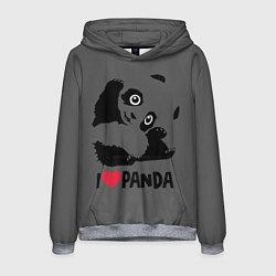 Толстовка-худи мужская Я люблю панду, цвет: 3D-меланж