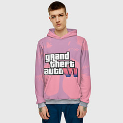 Толстовка-худи мужская GTA 6 pink, цвет: 3D-меланж — фото 2