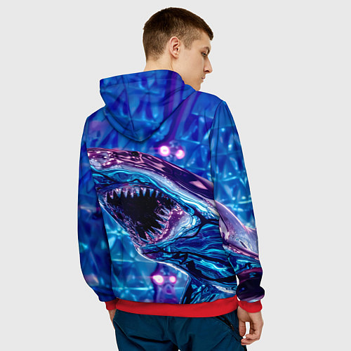 Мужская толстовка Фиолетовая акула / 3D-Красный – фото 4