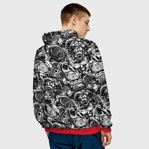 Мужская толстовка Автотюнинг - запчасти / 3D-Красный – фото 4
