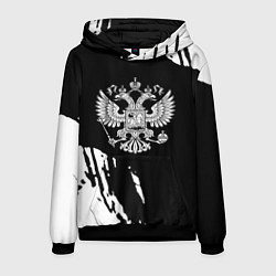 Толстовка-худи мужская Герб великой страны Россия краски, цвет: 3D-черный
