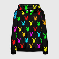 Толстовка-худи мужская Playboy pattern неон, цвет: 3D-черный