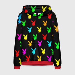 Толстовка-худи мужская Playboy pattern неон, цвет: 3D-красный